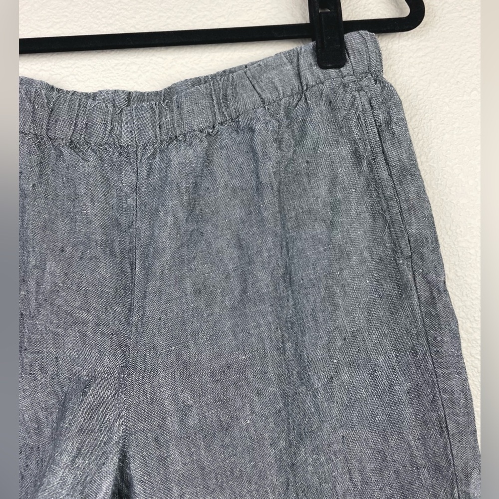 J.Jill Women's Medium Petite 100% Love Linen Grey Capris Pull On Elastic Pants - Picture 6 of 11